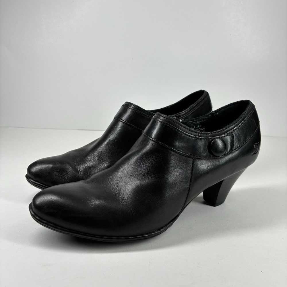 Born D47503 Women's US 7.5M/38.5 Black Leather Mary Jane Comfort Pumps Heels